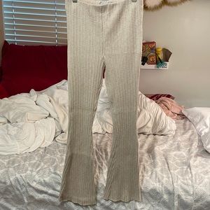 Urban Outfitters cream knit flare pants